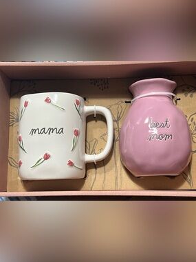 Rae Dunn Ceramic Mug & Vase "Best Mom" gift set - NEW